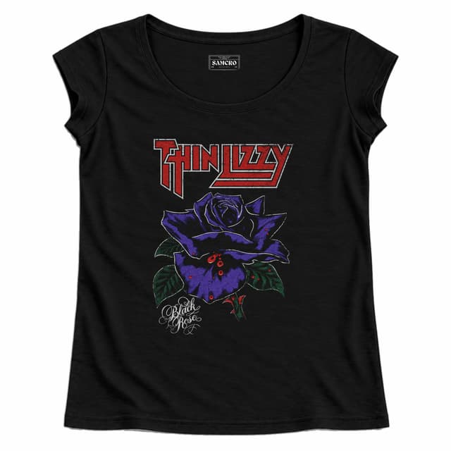 Thin Lizzy - Black Rose Purpura Manga Larga — Mujer recta, Negro
