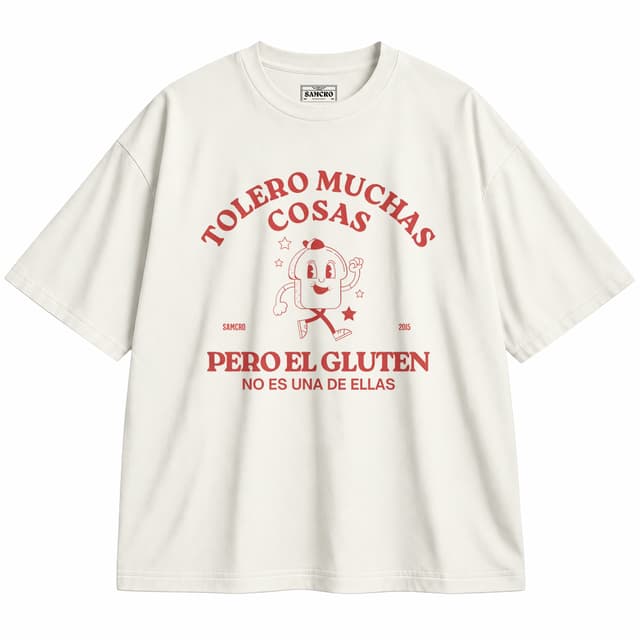 Tolero muchas cosas pero el gluten no es una de ellas — Unisex oversize, Crema