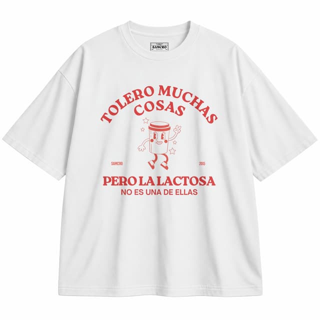 Tolero muchas cosas pero la lactosa no es una de ellas — Unisex oversize, Blanco