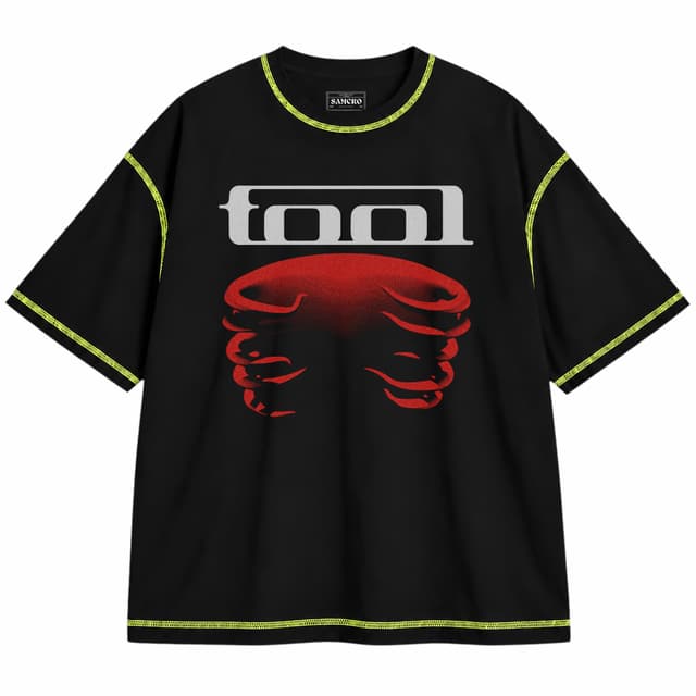 Tool - Undertow Ribs — Unisex oversize, Negro con costura verde