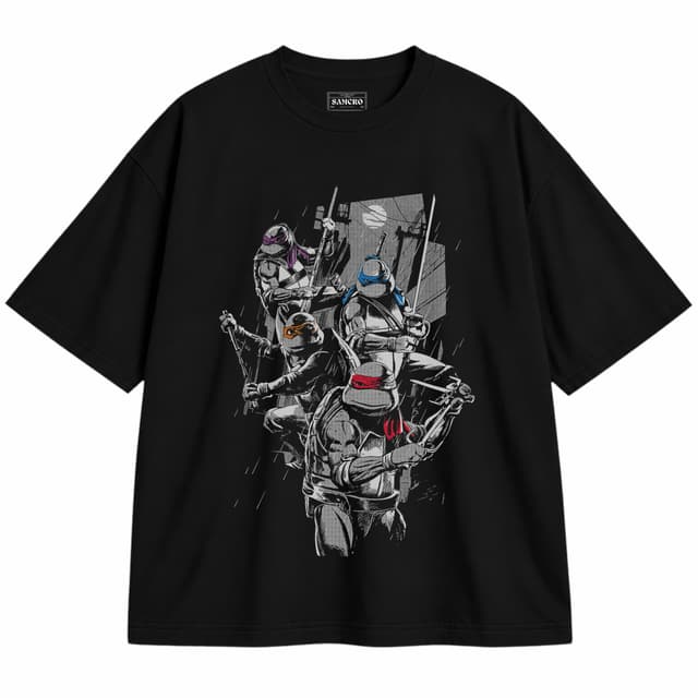 Tortugas Ninja - 1990 Sketchy Streets — Unisex oversize, Negro