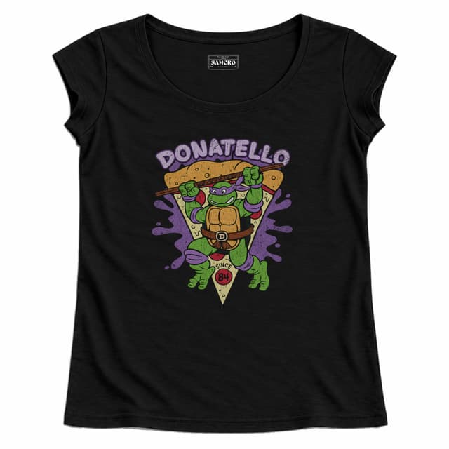 Tortugas Ninja - Donatello Pizza Since 84 — Mujer recta, Negro