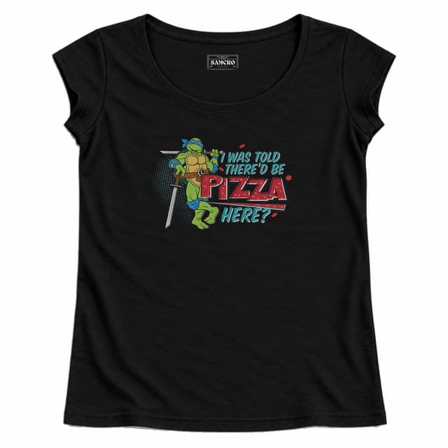 Tortugas Ninja - Leonardo I Was Told Thered Be Pizza — Mujer recta, Negro
