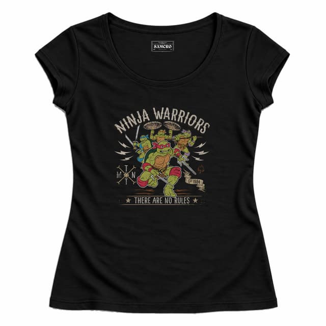 Tortugas Ninja - Ninja Warriors no Rules — Mujer entallada, Negro