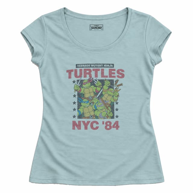 Tortugas Ninja - NYC 84 — Mujer entallada, Celeste