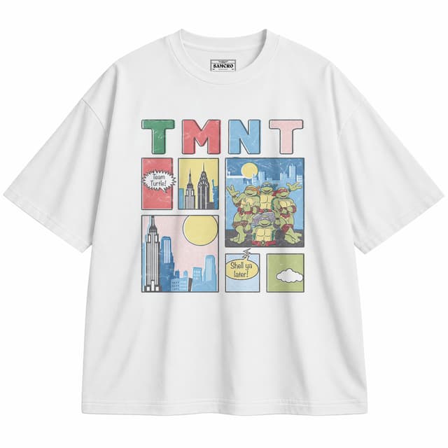 Tortugas Ninja - NYC Comic Panels — Unisex oversize, Blanco