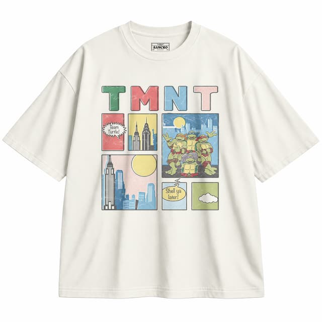 Tortugas Ninja - NYC Comic Panels — Unisex oversize, Crema