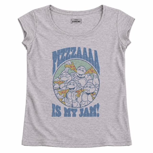 Tortugas Ninja - Pizza Is My Jam — Mujer recta, Gris