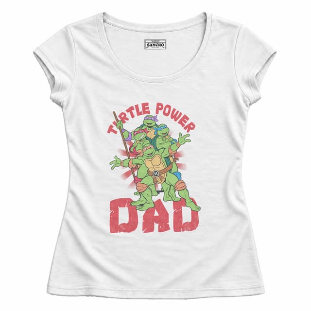 Tortugas Ninja - Turtle Power Dad — Mujer entallada, Blanco