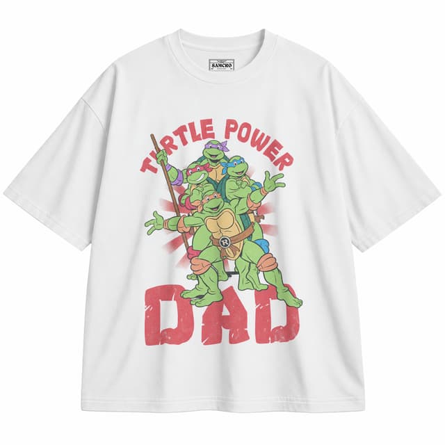 Tortugas Ninja - Turtle Power Dad — Unisex oversize, Blanco