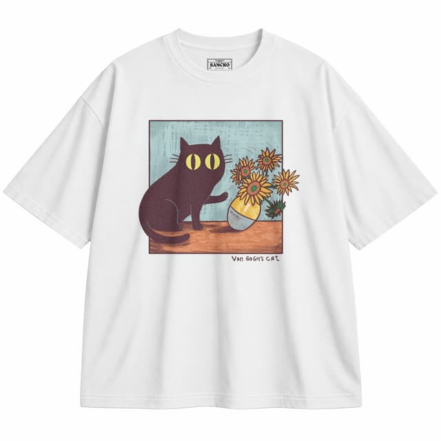 van gogh´s cat — Unisex oversize, Blanco