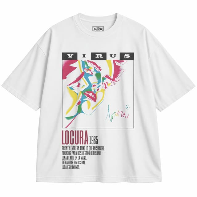 Virus - Locura Poster Tracklist — Unisex oversize, Blanco