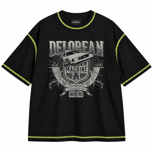 Volver al Futuro 12 — Unisex oversize, Negro con costura verde