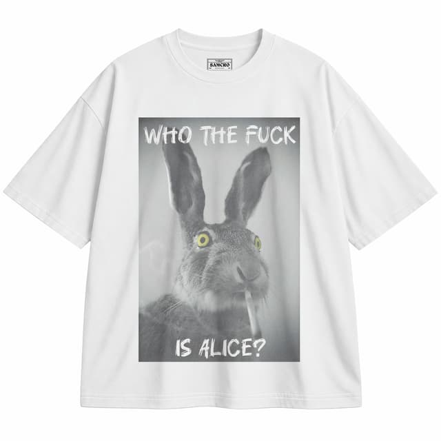 Who the fuck is alice? — Unisex oversize, Blanco