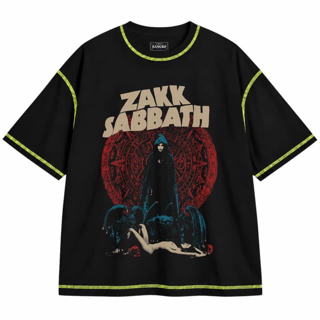 Zakk Sabbath - Black Masses — Unisex oversize, Negro con costura verde