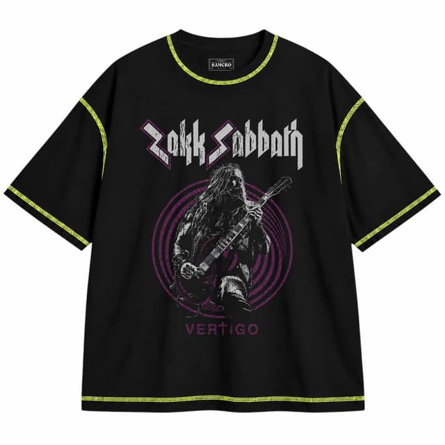 Zakk Sabbath - Vertigo — Unisex oversize, Negro con costura verde