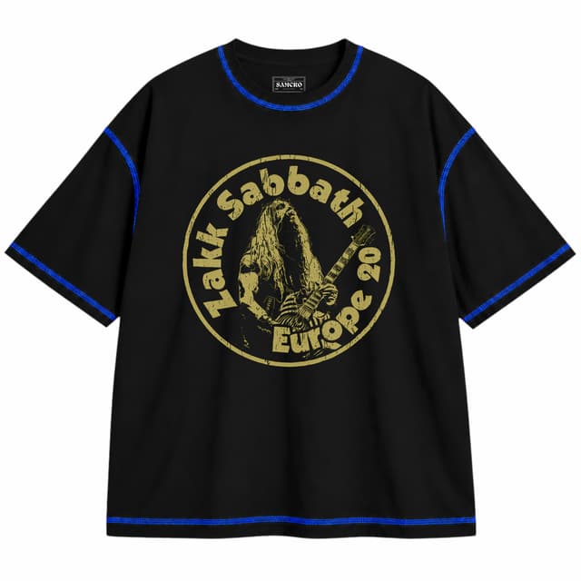Zakk Sabbath - Vol 4 Europe 20 — Unisex oversize, Negro con costura azul
