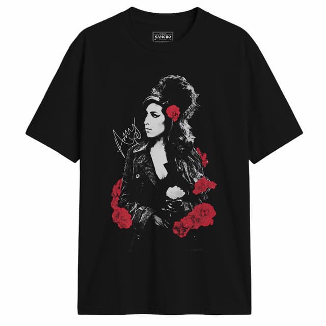 Amy Winehouse - Retrato Rosas Rojas — Negro