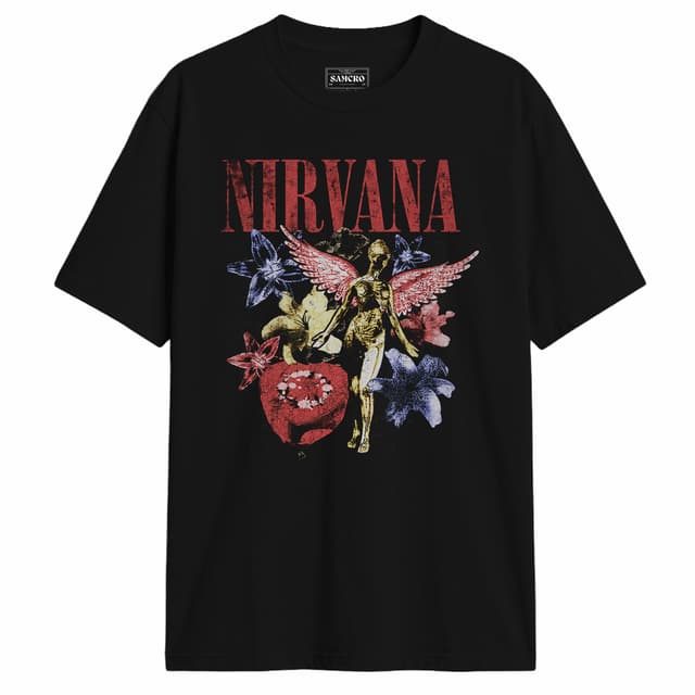 Nirvana - In Utero Angel Flowers — Negro