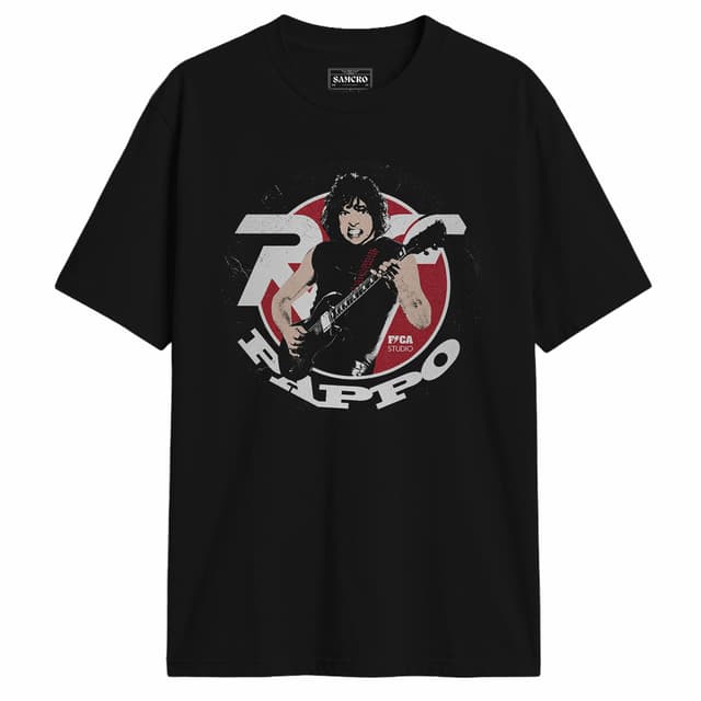 Pappo - Logo Rojo Tocando Guitarra — Negro
