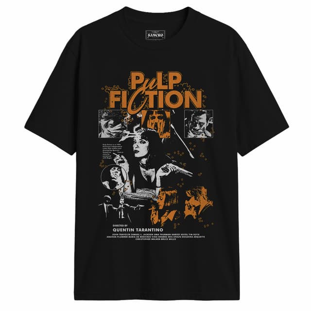 Pulp Fiction - Cast Collage Orange — Negro