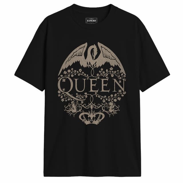 Queen - Floral Crest Mono — Negro
