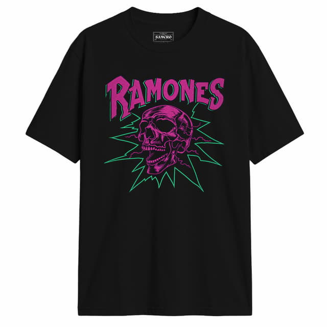 Ramones - Pink Skull Lightning — Negro