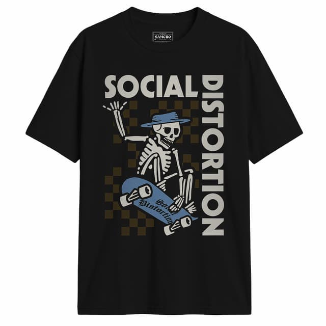 Social Distortion - Blue Skateboard — Negro