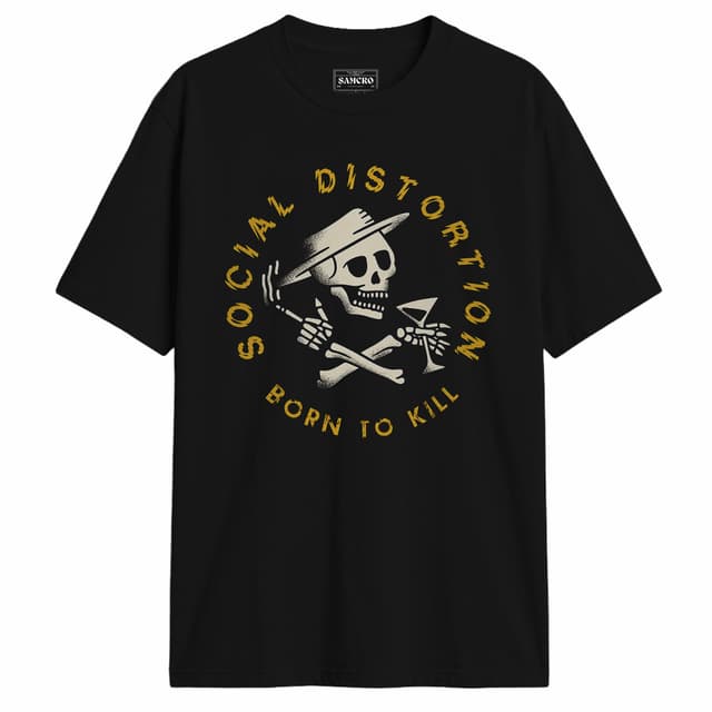 Social Distortion - Born to Kill Crossed Skelly Emblem — Negro