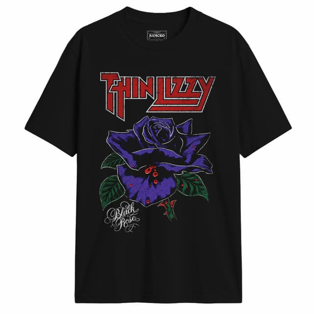 Thin Lizzy - Black Rose Purpura Manga Larga — Negro