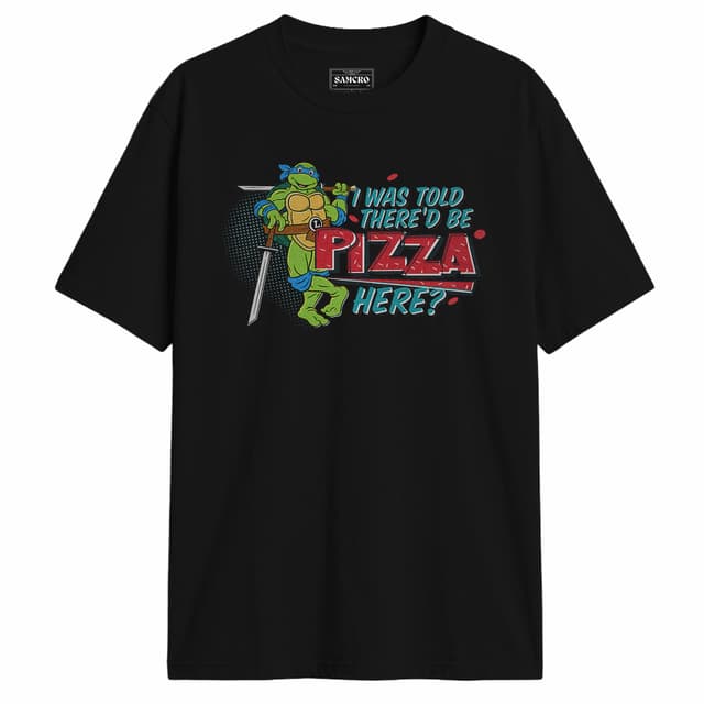 Tortugas Ninja - Leonardo I Was Told Thered Be Pizza — Negro