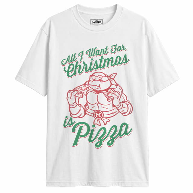 Tortugas Ninja - Michelangelo All I Want Christmas Pizza — Blanco