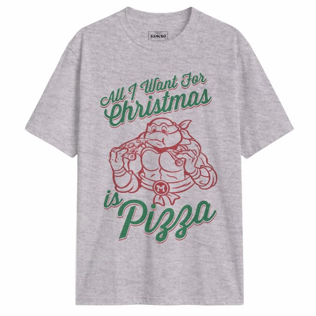 Tortugas Ninja - Michelangelo All I Want Christmas Pizza — Gris